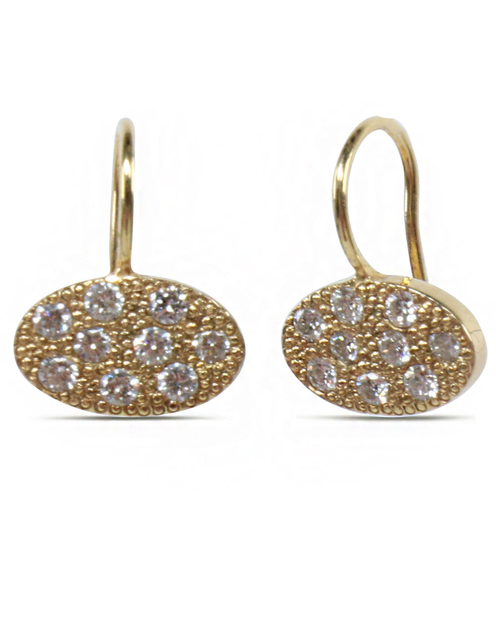 Gold Oval Scattered Diamond Earrings