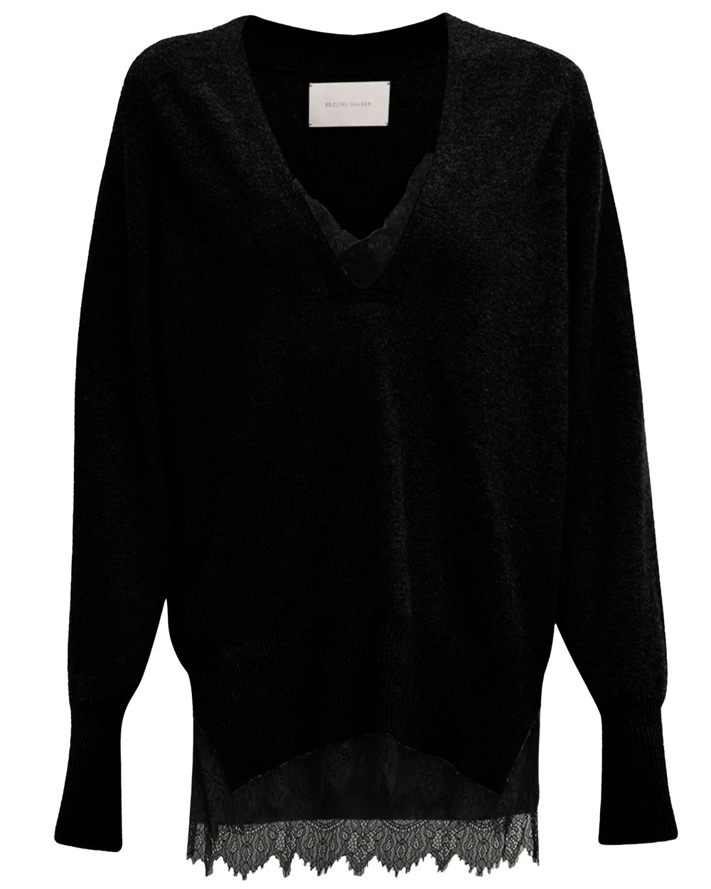 Black Onyx Lace Layered Vee Pullover