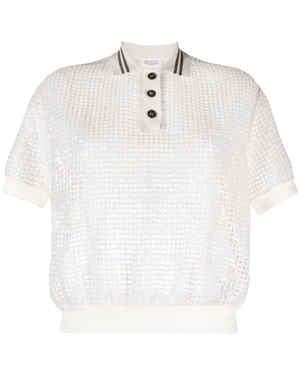 Panama Embroidered Paillette Net Polo