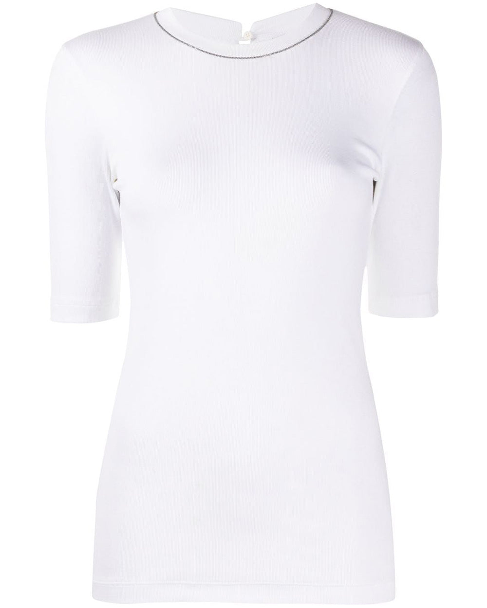 White Monili Neck Short Sleeve T-Shirt