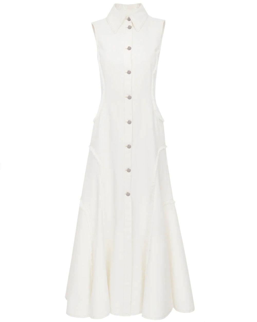 White Sleeveless Denim Shirt Dress