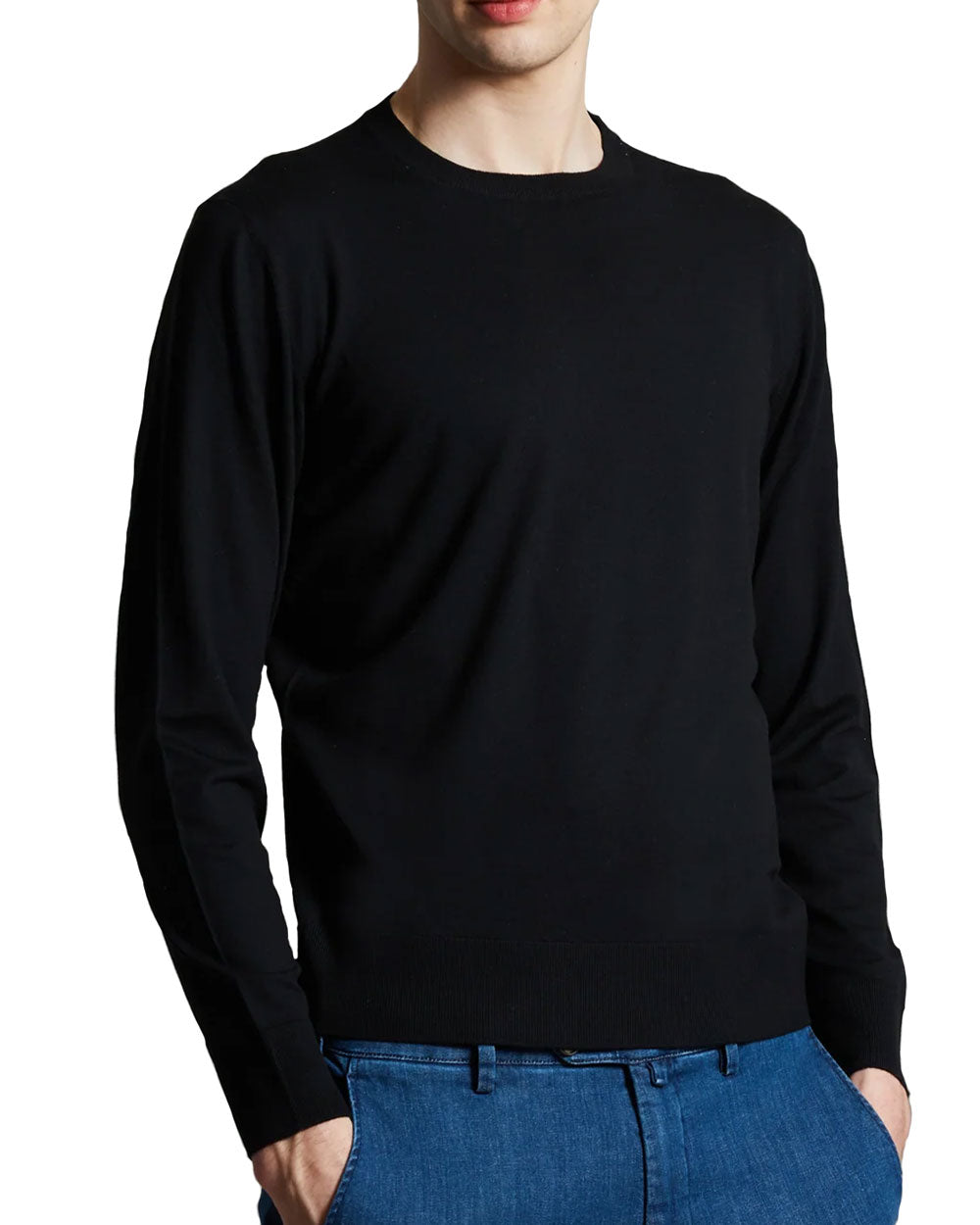 Black Wool Roundneck Sweater