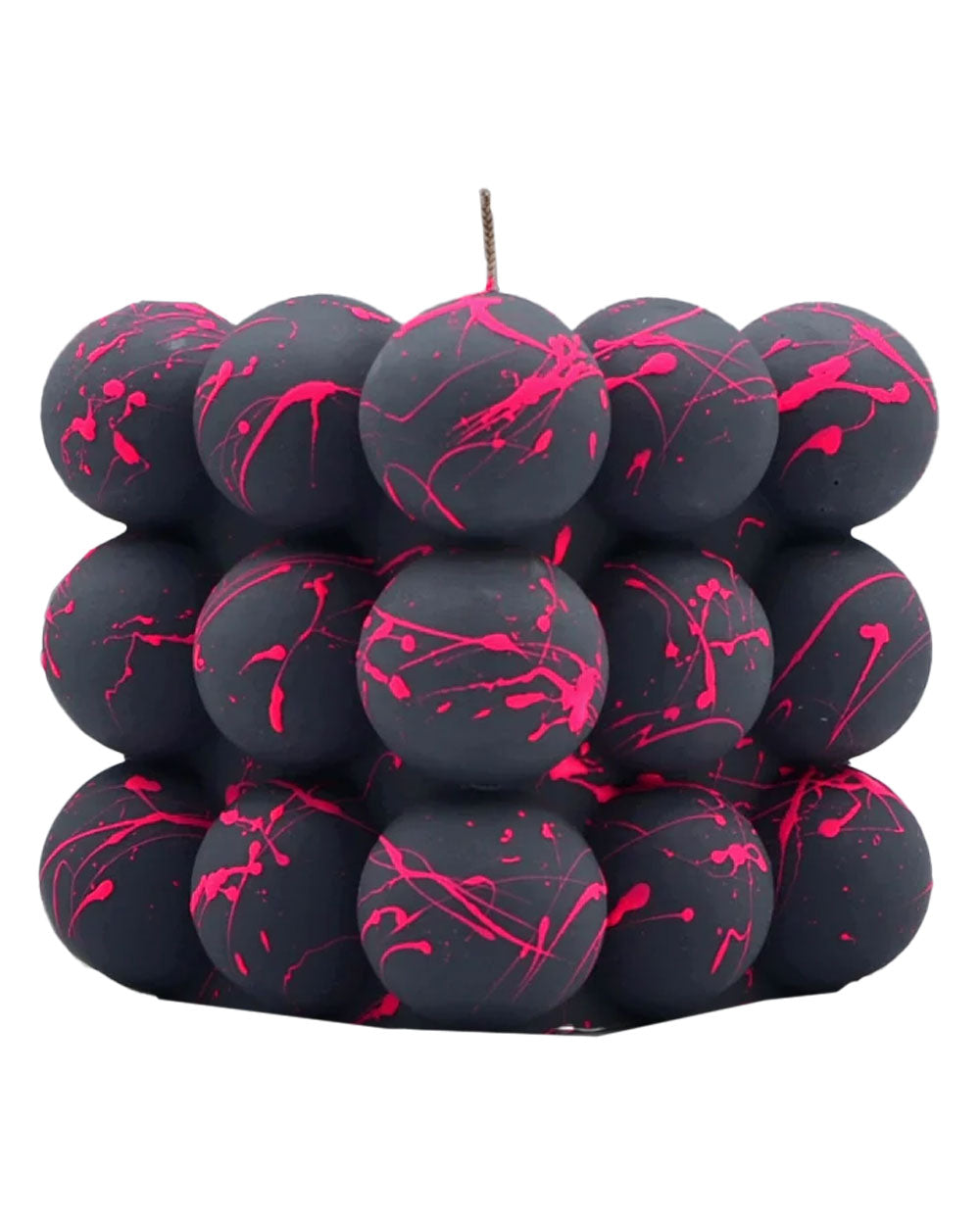 Bold Splattered Bold Candle in Charcoal and Pink