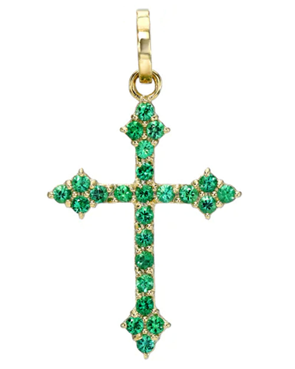 Emerald Gothic Cross Pendant