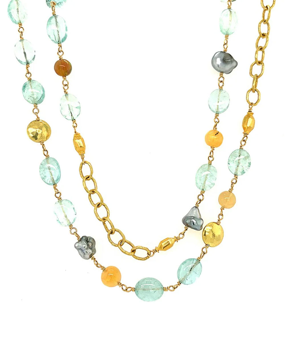 African Aquamarine and Ethiopian Opal Beaded Necklace