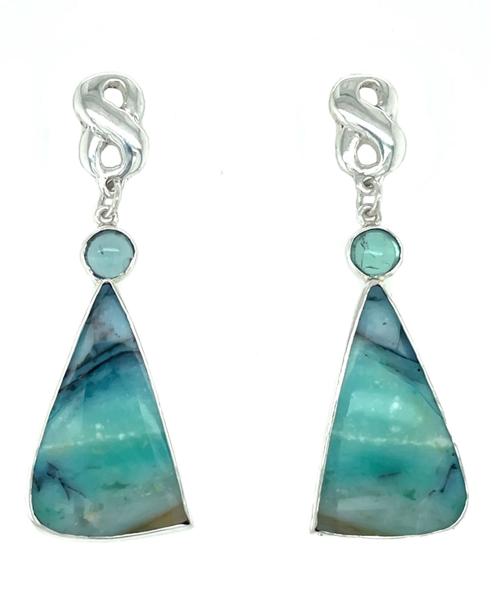 Tourmaline and Blue Opal Teardrop Infinity Earrings
