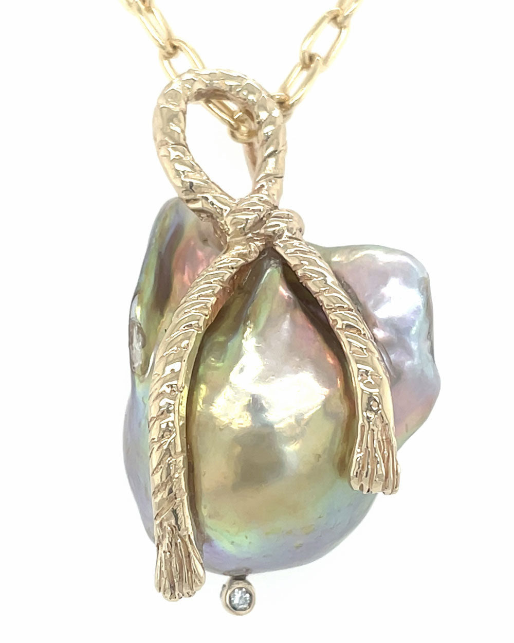 Gold Wrapped Baroque Pearl Pendant