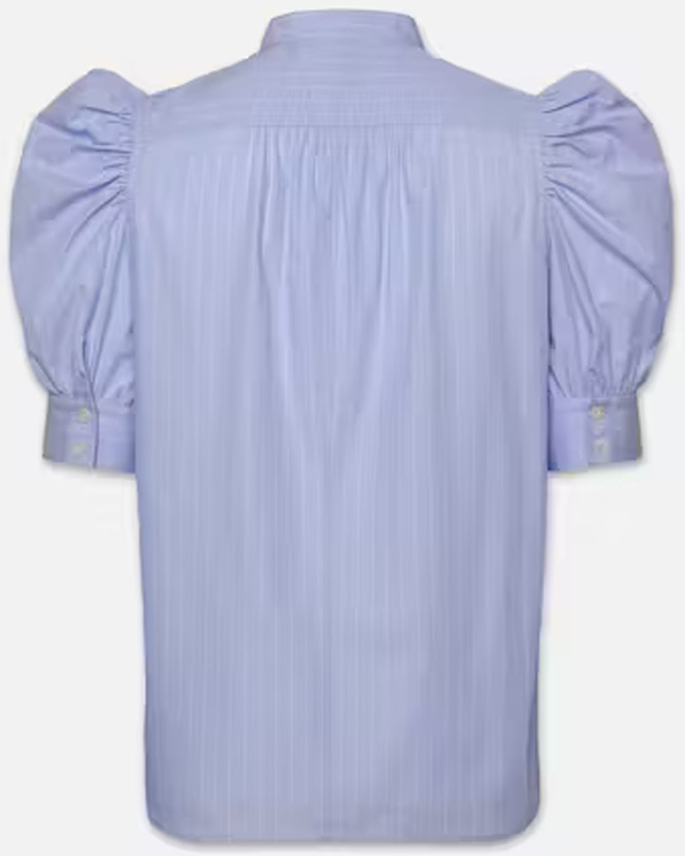 Chambray Blue Ruched Puff Sleeve Shirt
