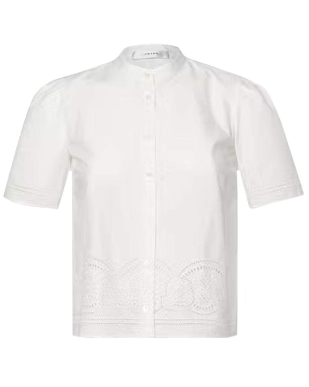 White Embroidered Short Sleeve Shirt