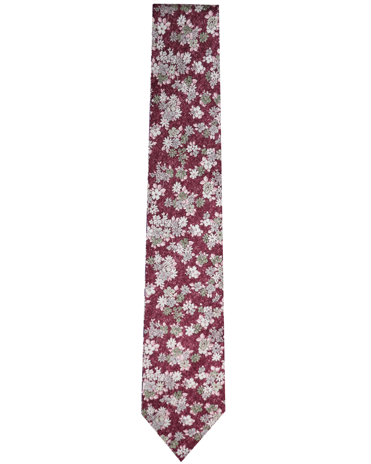 Fuchsia and Slate Floral Silk Tie