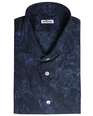 Blue and Navy Watercolor Cotton Sportshirt