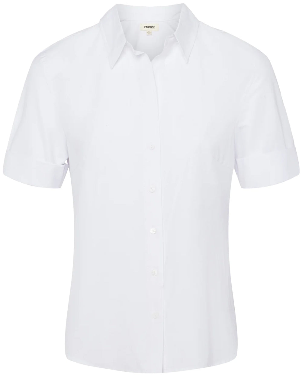 White Risette Roll Sleeve Shirt