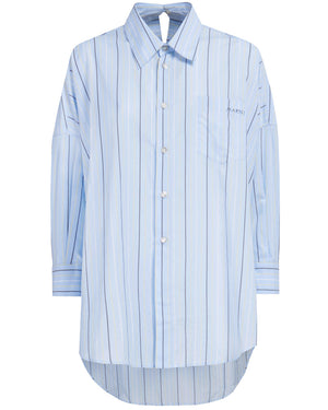 Aqua Marine Stripe Oversized Long Sleeve Shirt