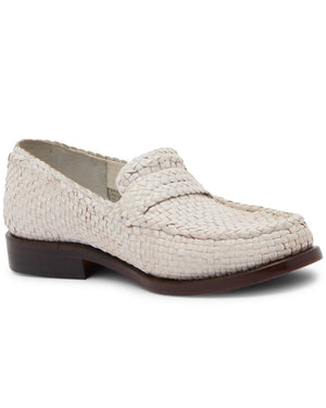 Woven Leather Loafer in White