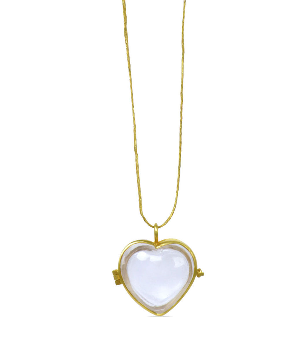 Small Crystal Heart Locket Necklace