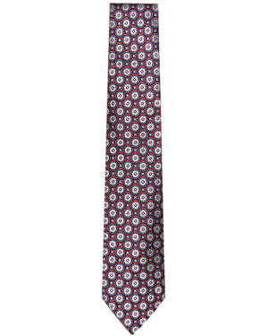 Red and Grey Circle Silk Tie