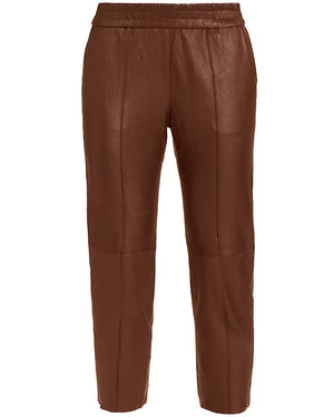 Leather Slim Jogger In Whiskey