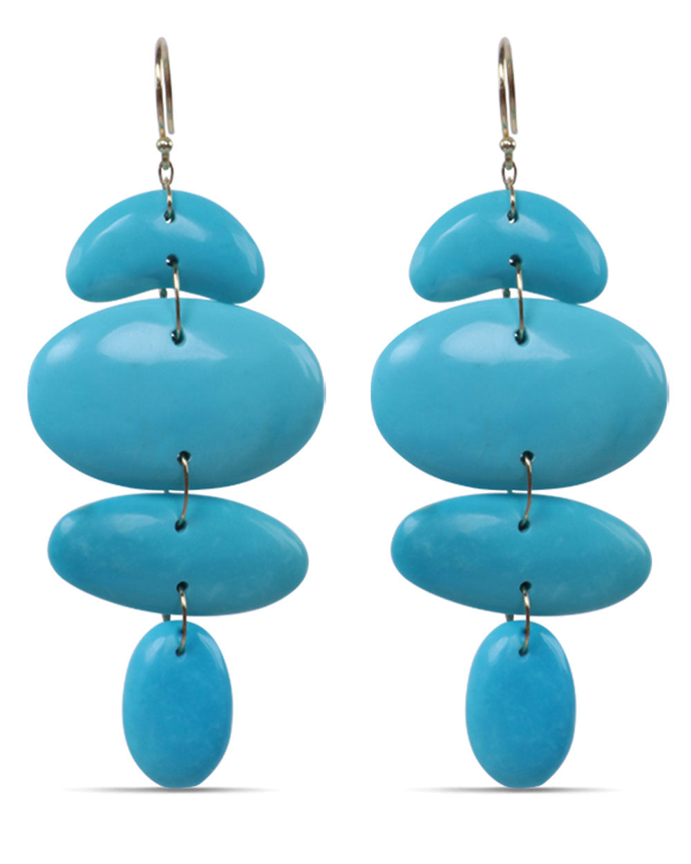 Small Oval Totem Turquoise Earrings