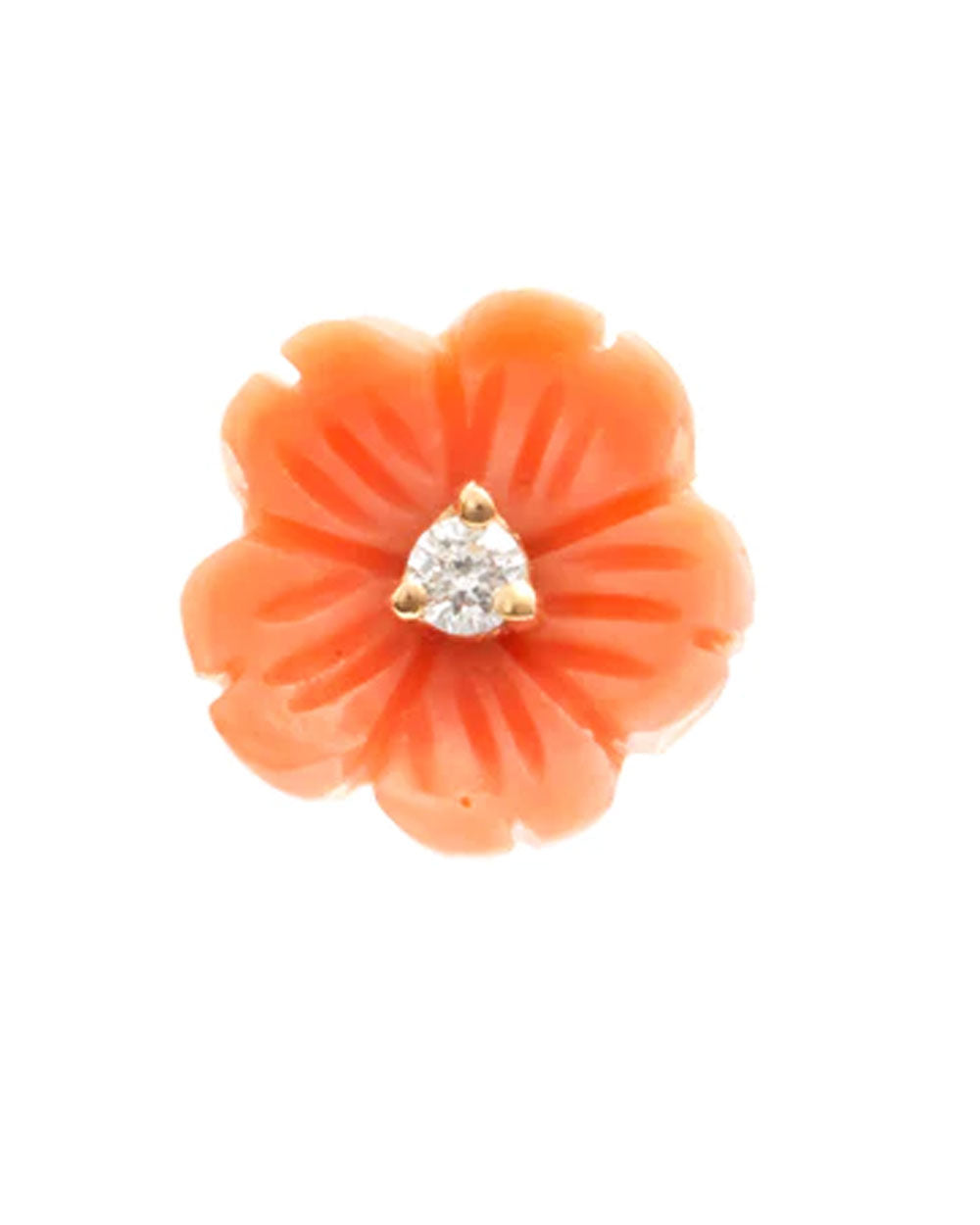 Coral and Diamond Flora Stud Earring