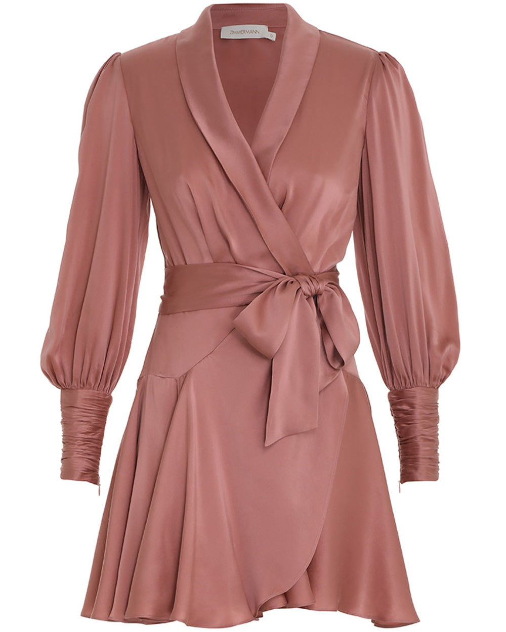 Dusty Pink Silk Wrap Mini Dress