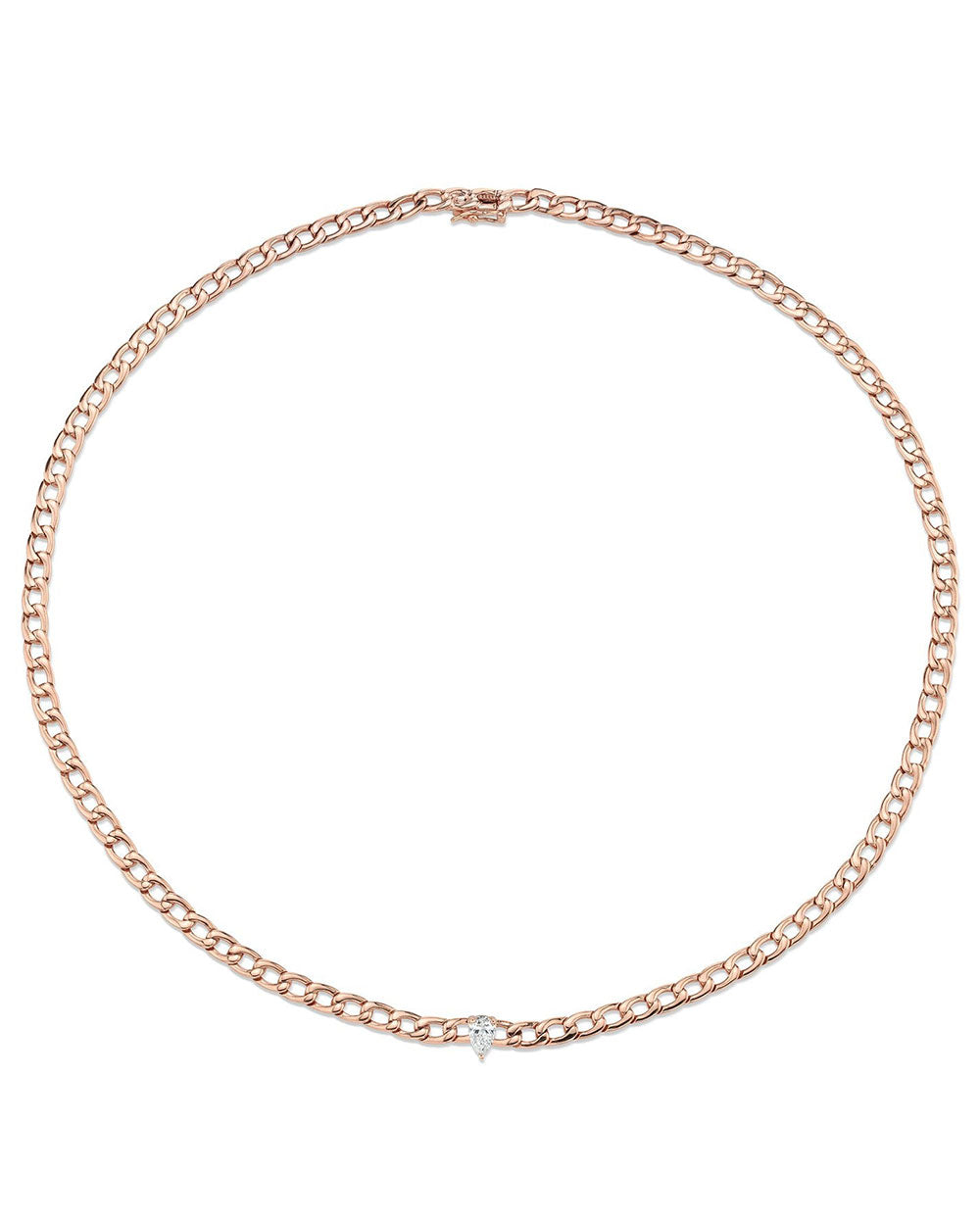 Rose Gold Chain Necklace with Pear Diamond