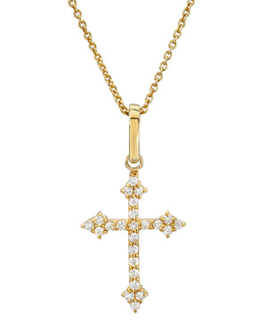 14k Yellow Gold Baby Diamond Cross Pendant