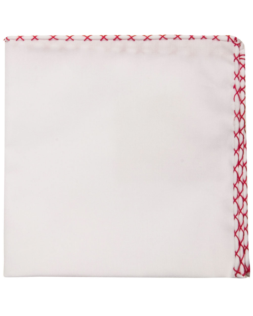 White and Red Hem Pocket Square