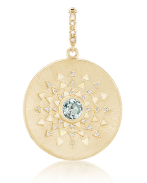 Aquamarine and Diamond Major Sun Sign Medallion Pendant