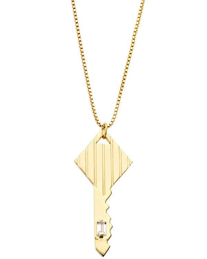 14k Yellow Gold Plated Silver Kaida Key on Chain Necklace