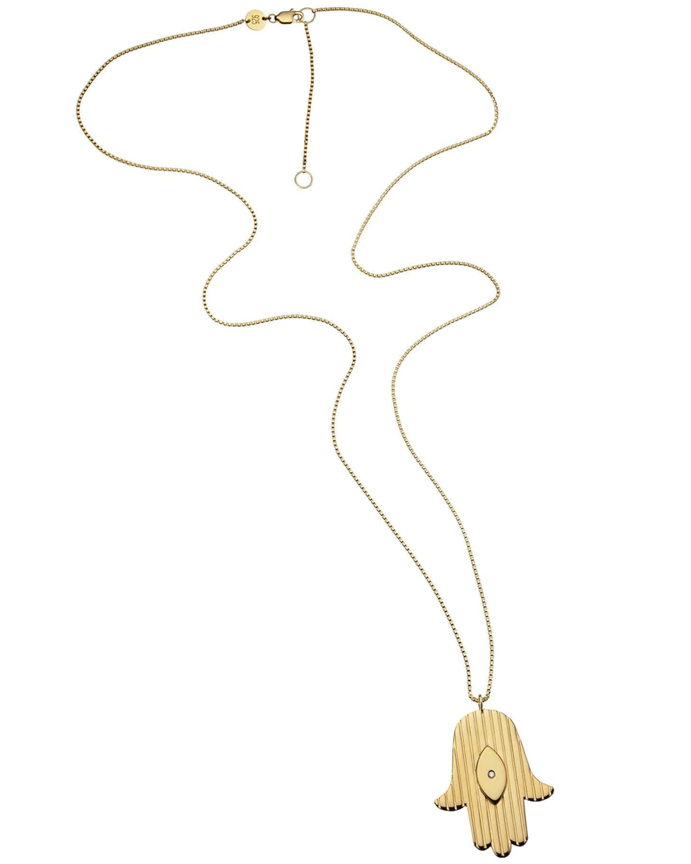 Gold Vermeil Reza Hamsa Pendant on Chain Necklace