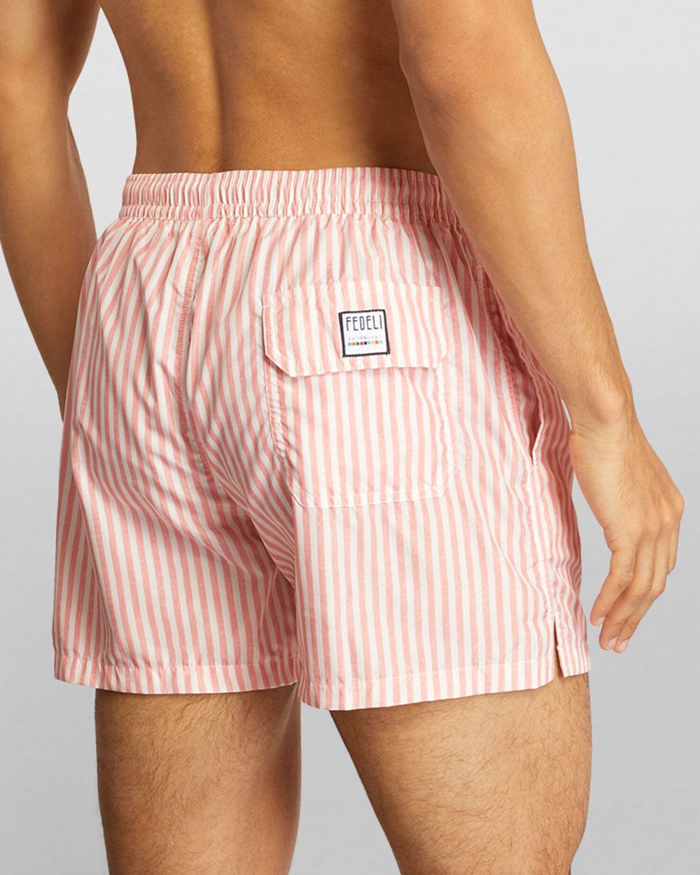 Coral Stripe Swim Trunk