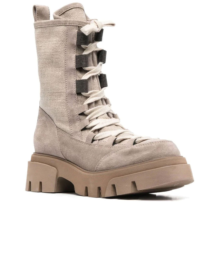 Chunky Sole Lace Up Boots in Roccia