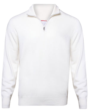 White Cashmere Quarter Zip Sweater