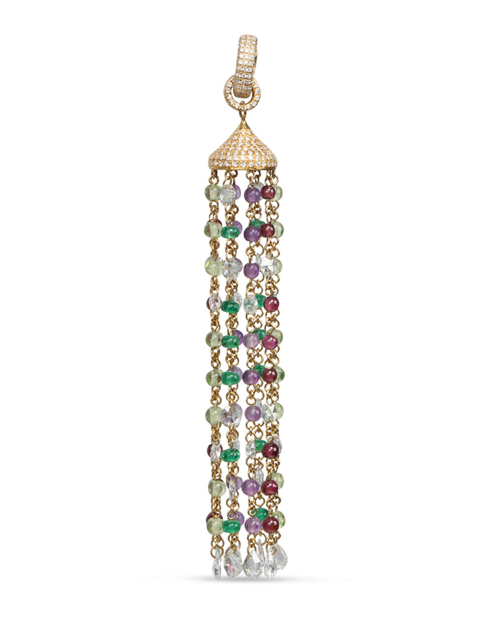 Multicolored Gemstone Tassel Pendant