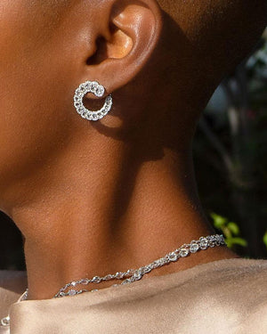 Scallop Diamond Spiral Earrings