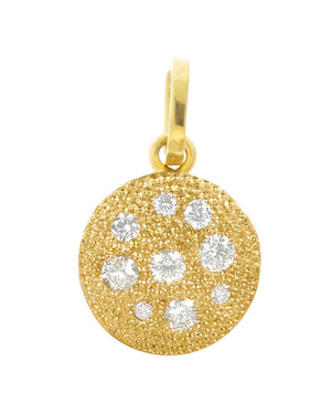 14k Gold Scattered Diamond Oval Mini Pendant