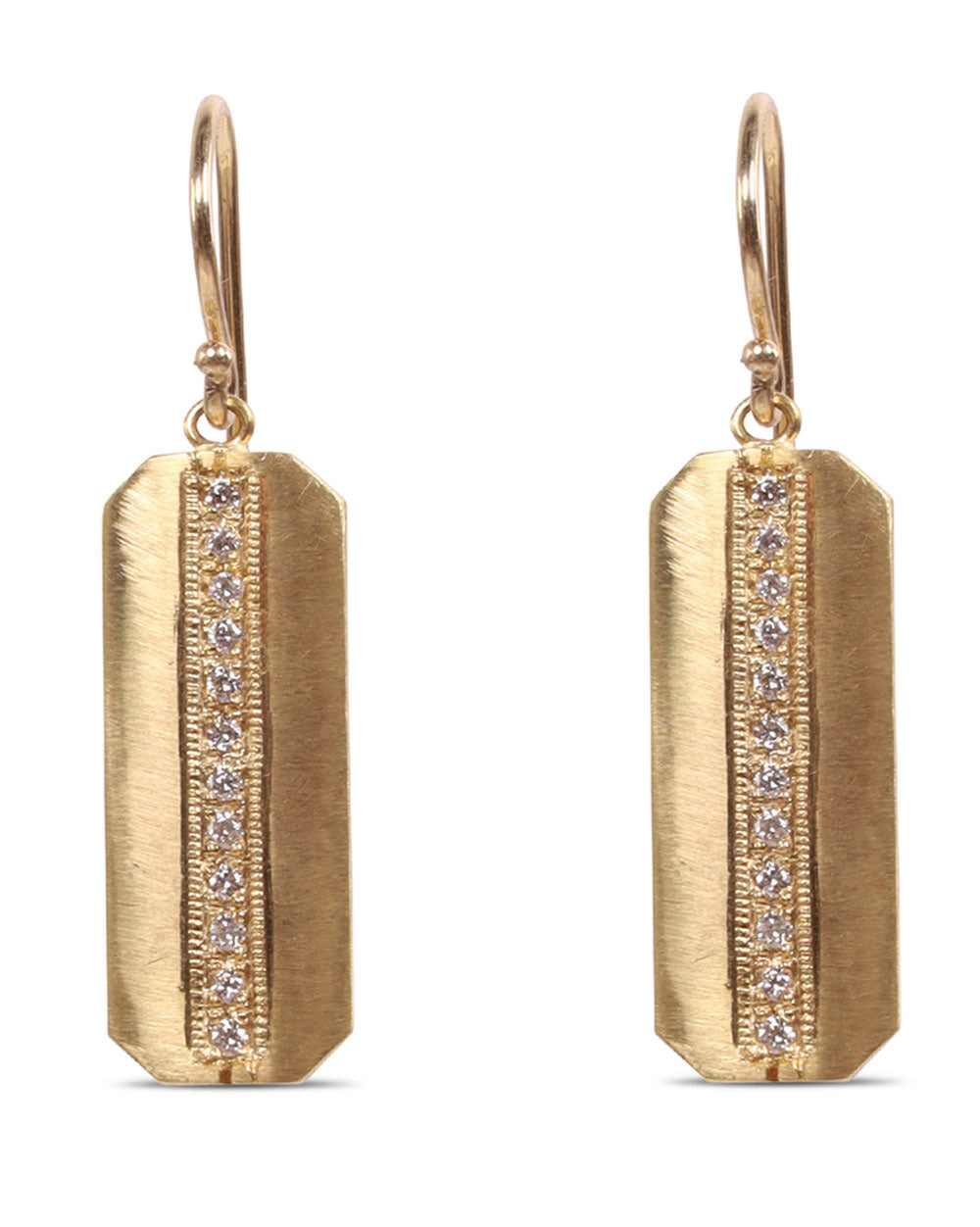 Gold Diamond Bar Earrings