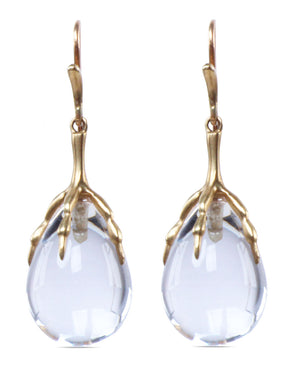 Crystal Egg with Gold Claw Earrings