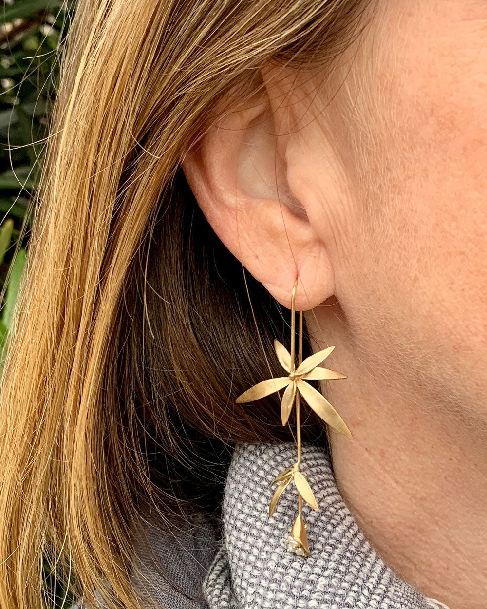Gold and Keshi Pearl Wildflower Earrings
