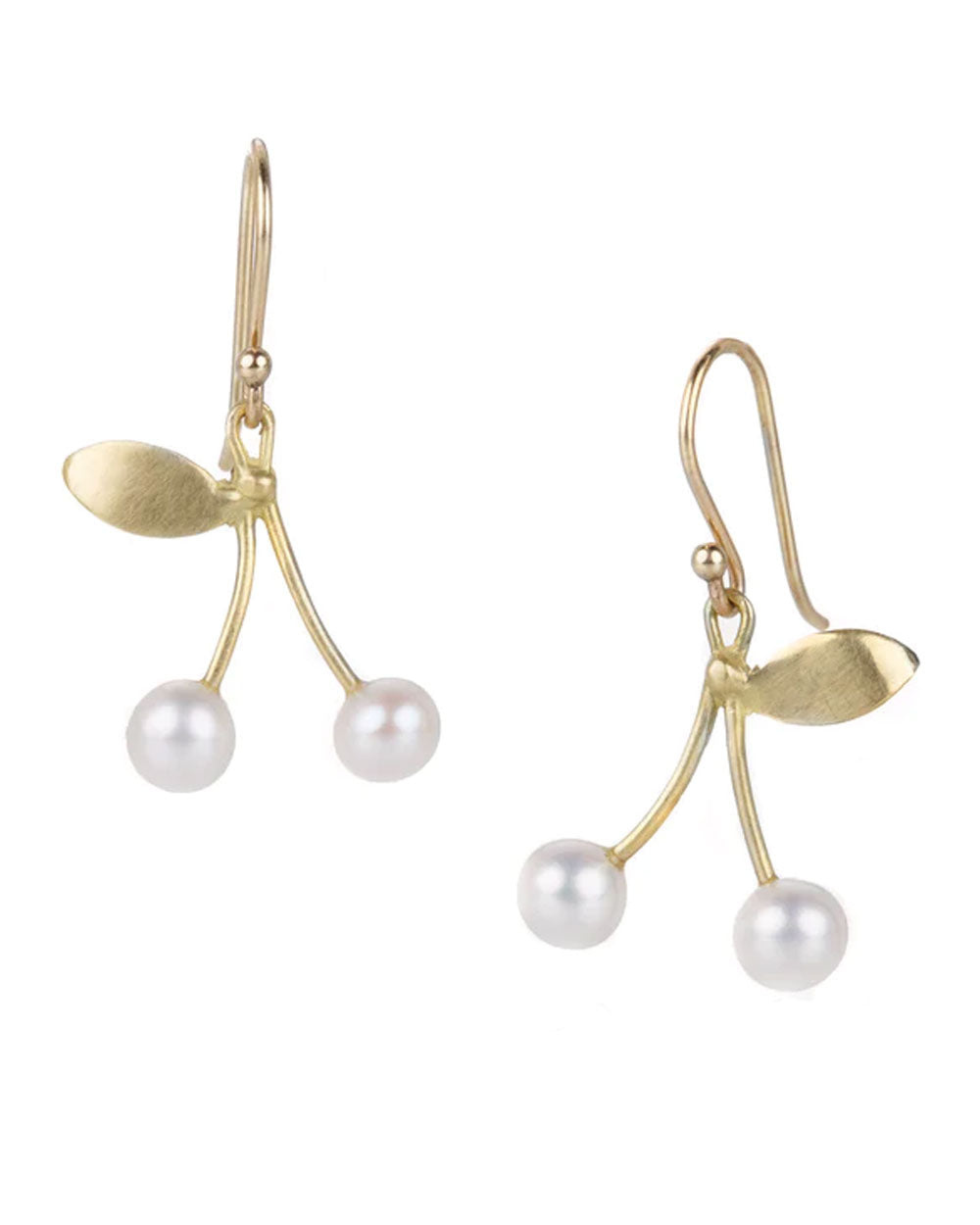 Gold and Pearl Cherry Earrings