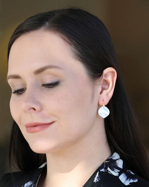 White Mother of Pearl Rose Petal Earrings