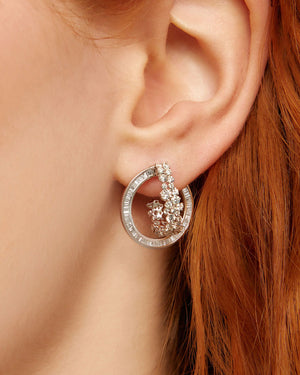 Scatter Diamond Double Hoop Earrings
