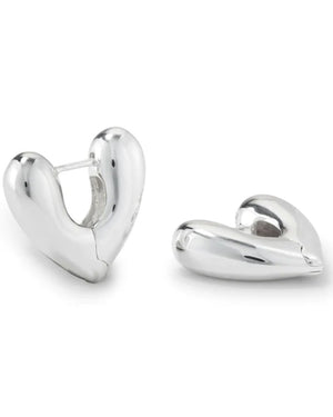 Large Sterling Silver Heart Hoop Earrings