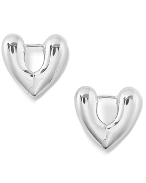 Large Sterling Silver Heart Hoop Earrings