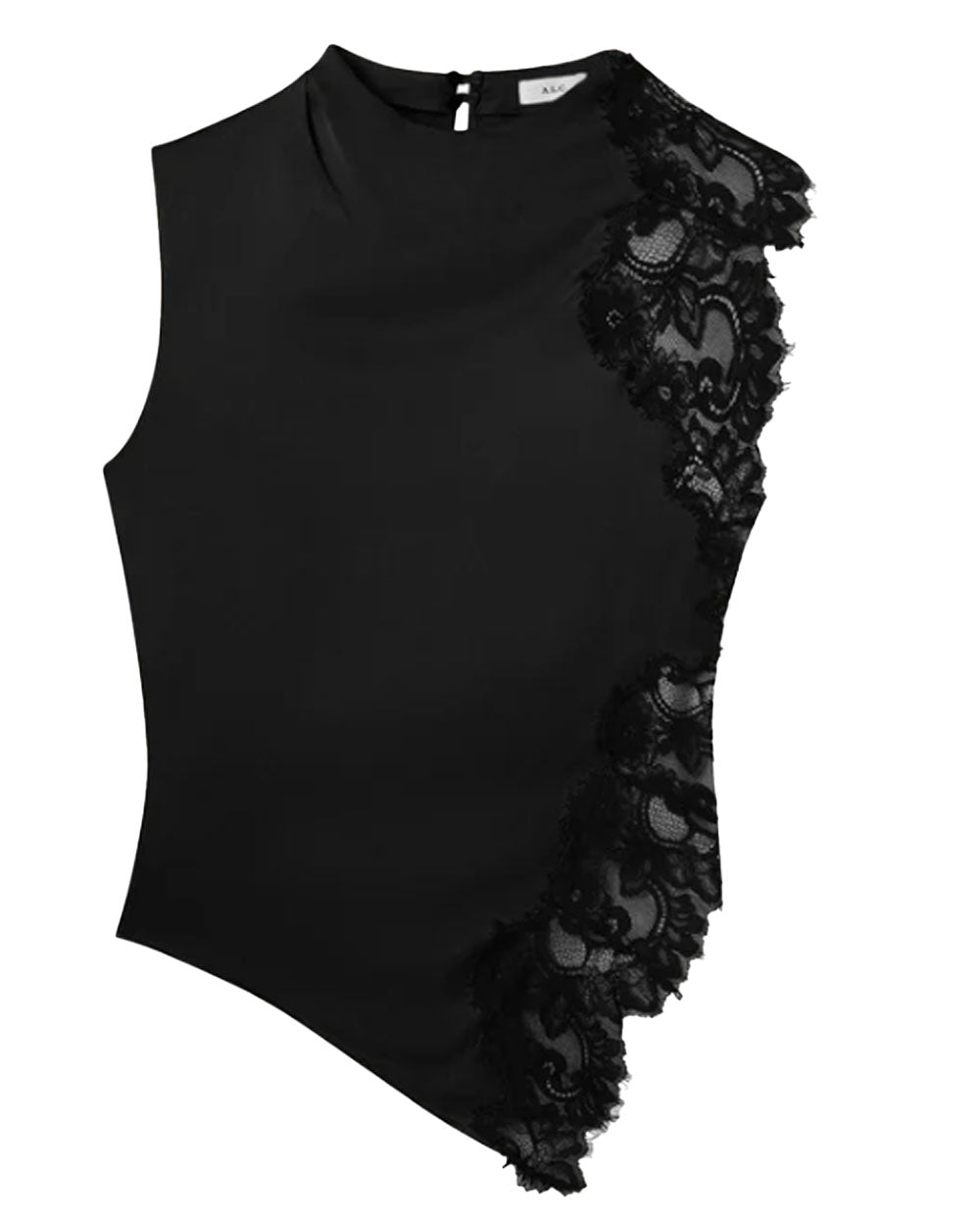 Black Gracie Satin and Lace Sleeveless Top