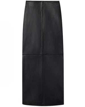 Black Marta Leather Midi Skirt