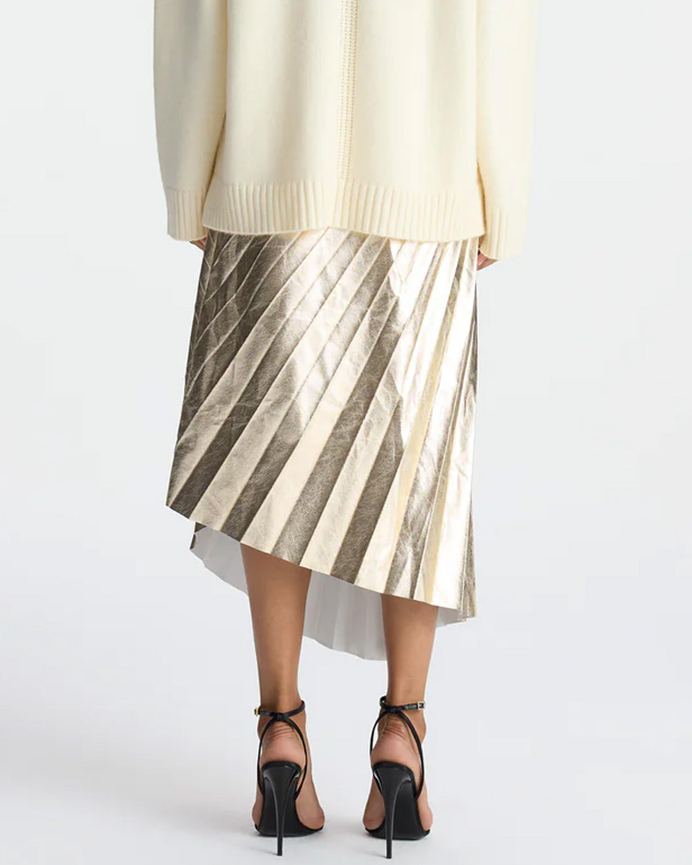 Pale Gold Pleated Tori Skirt