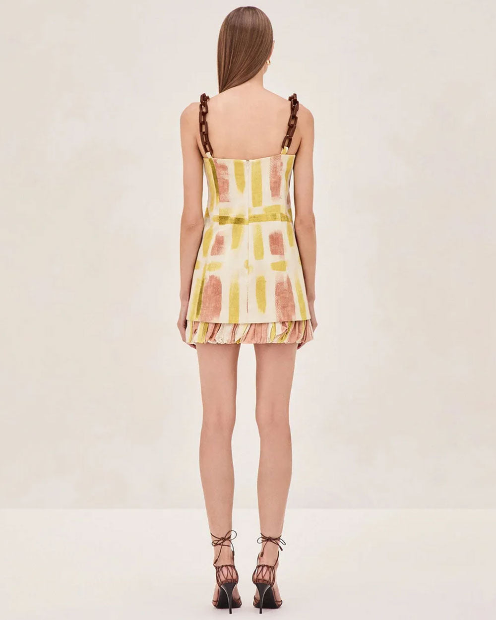 Yellow Brushstroke Beleza Short Dress