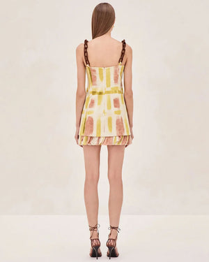 Yellow Brushstroke Beleza Short Dress