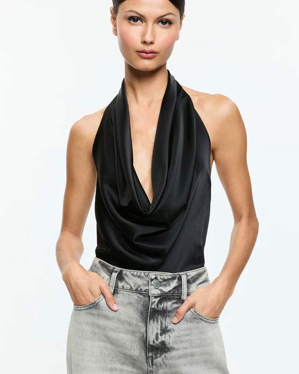 Black Ayanna Deep Cowl Top